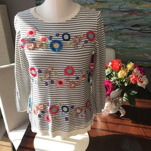 NWT Talbots Light Sweater with Floral Embroidery,